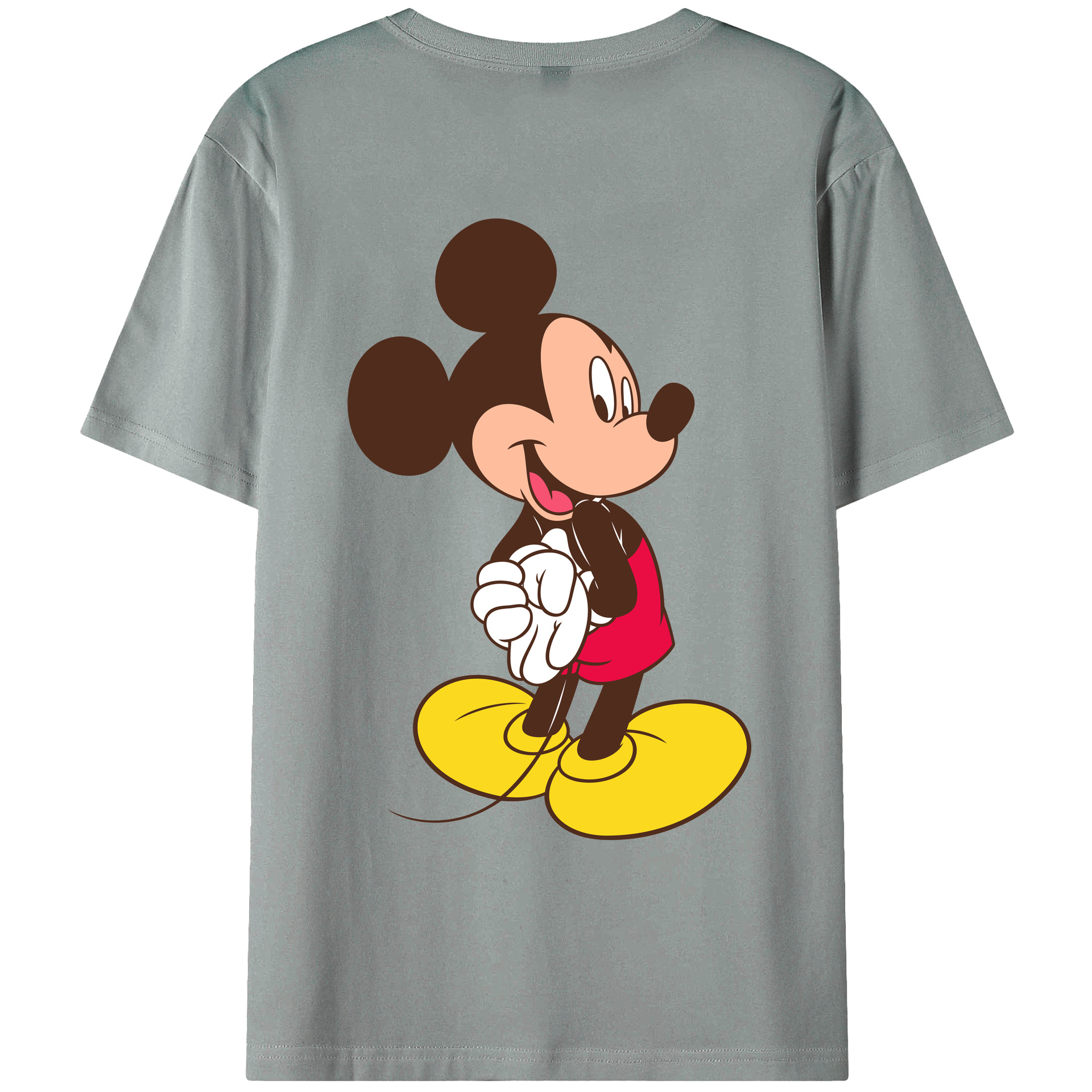 ミッキーマウス Mickey Mouse 綿100％ メンズ半袖Tシャツ（バックプリント） 通気性